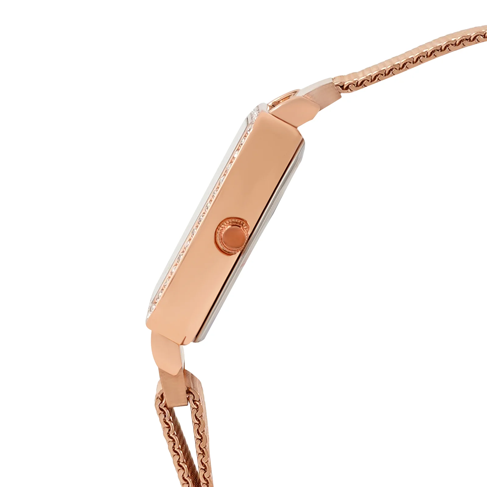Octa Black Small Square Rhinestone Dial Rose Gold Magnetic Strap Women's Watch - Image 5