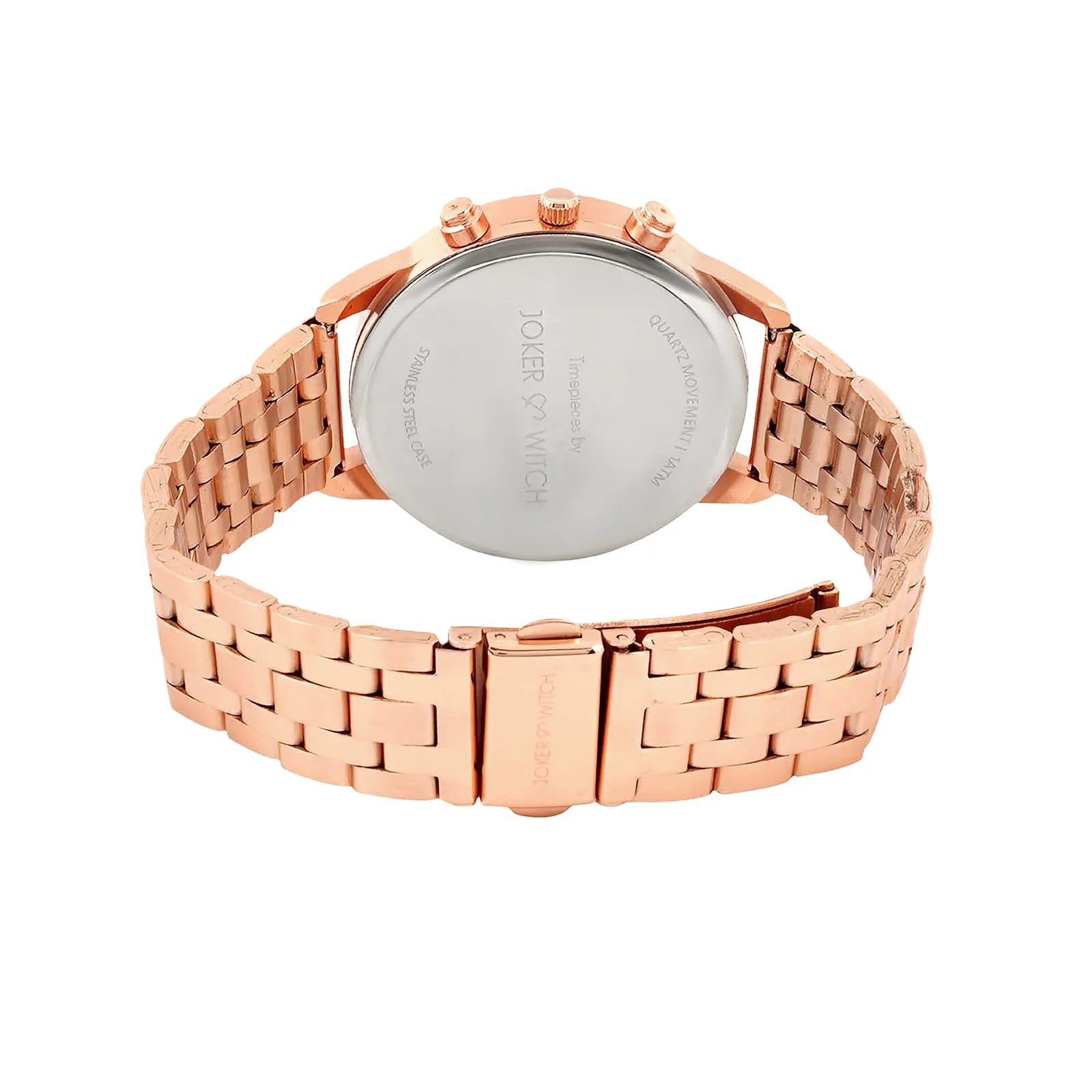 Prague Black Large Dial Rose Gold Linked Chain Strap Women's Watch - Image 6