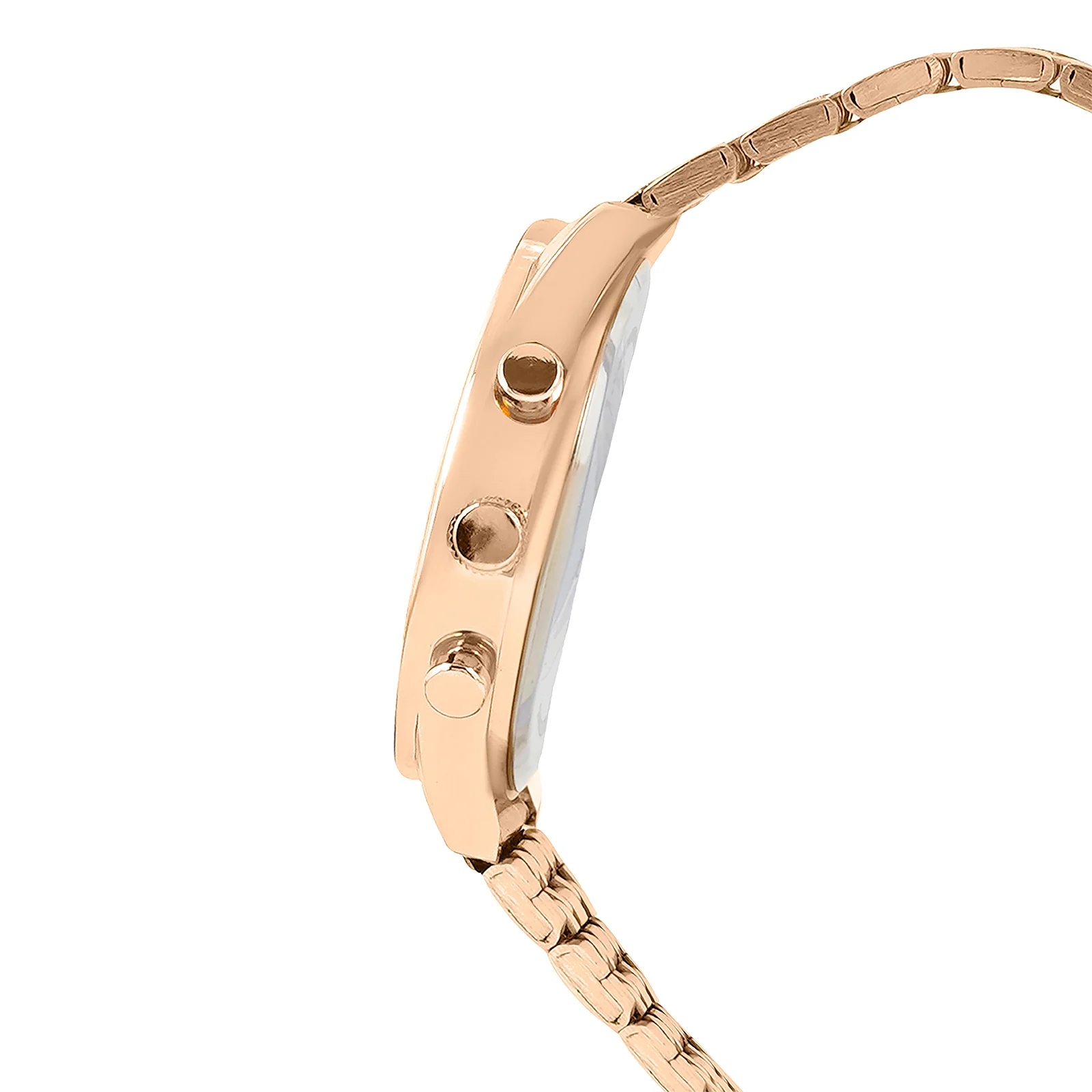 Prague White Large Dial Rose Gold Linked Chain Strap Women's Watch - Image 5