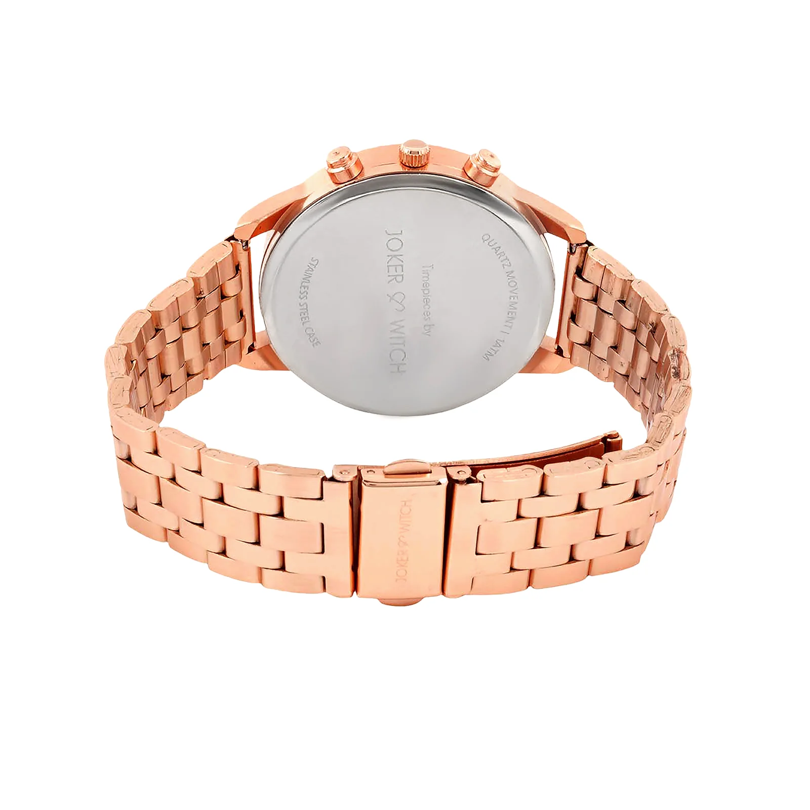 Prague White Large Dial Rose Gold Linked Chain Strap Women's Watch - Image 6