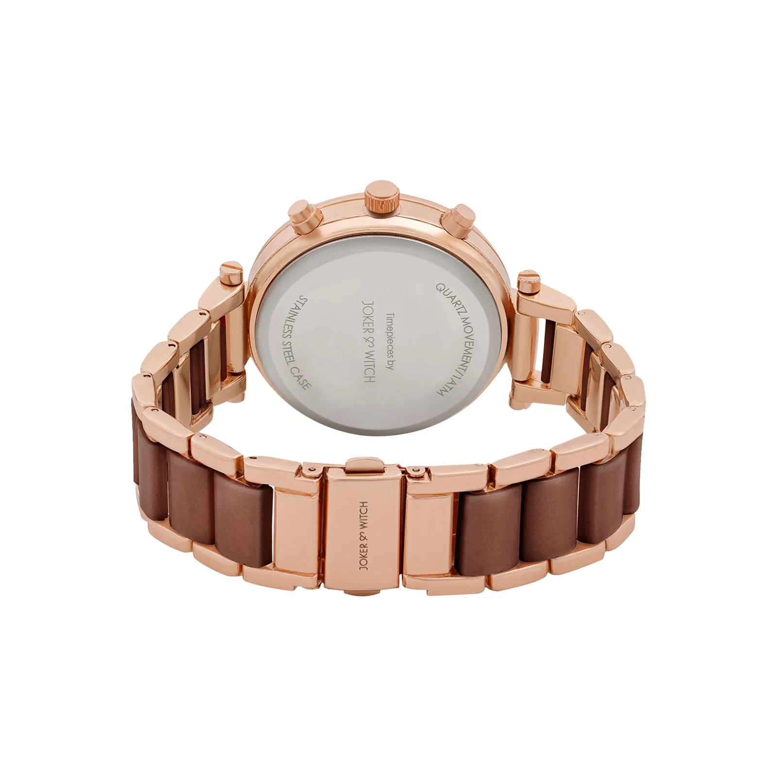 Suzanne White Large Rhinestone Dial Brown Ceramic Linked Chain Strap Women's Watch - Image 6