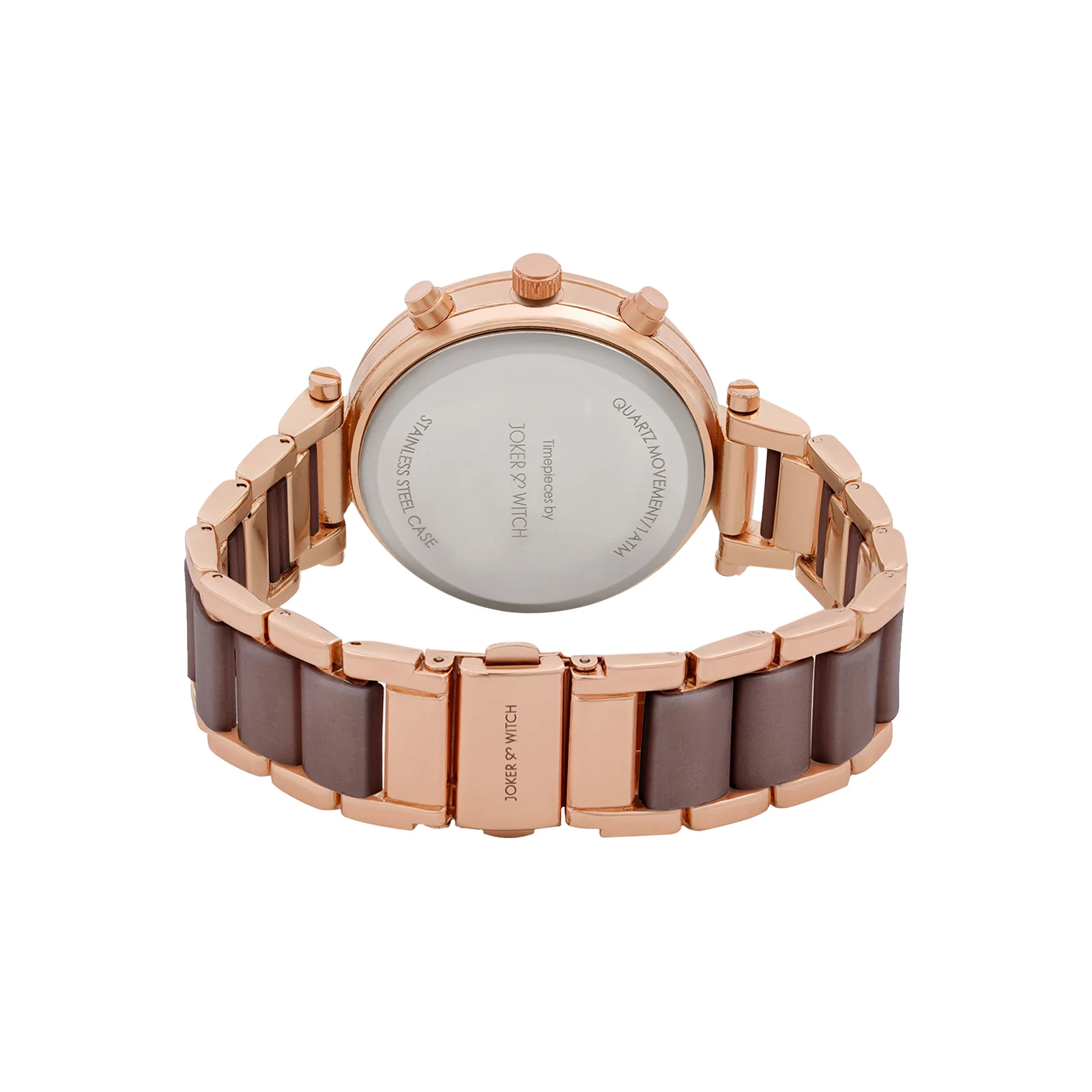 Suzanne White Large Rhinestone Dial Taupe Ceramic Linked Chain Strap Women's Watch - Image 6
